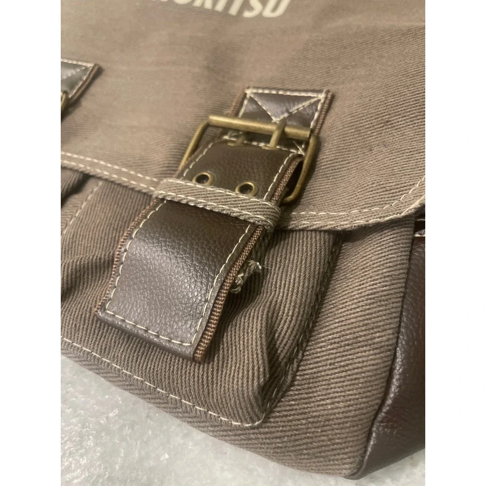 Logomark Messenger Bag Unisex Large Brown Noritsu Canvas Buckle Crossbody Tech